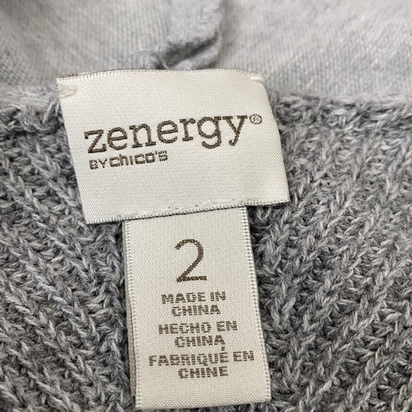 Zenergy Chicos Zip Sweater Gray Knitted Arms 2 - Picture 9 of 12